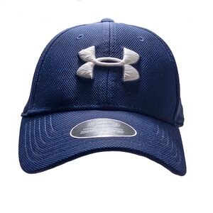 Under Armour Blitzing Baseball Hat Adult M L Navy Blue Stretch Athletic Classic